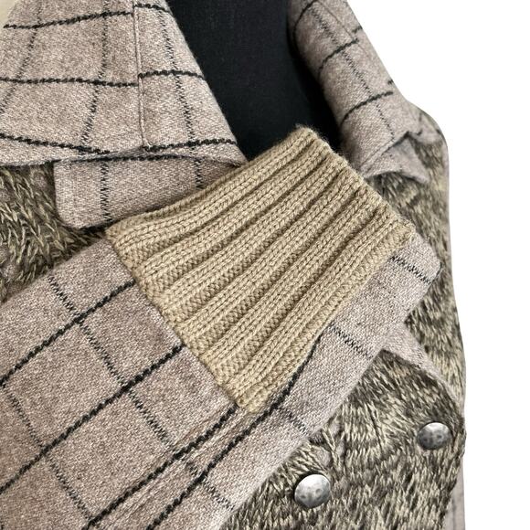 XS Black Swan Sweater Duster BJ143274 Wool Blend Plaid Double Breasted Pockets - Picture 4 of 14